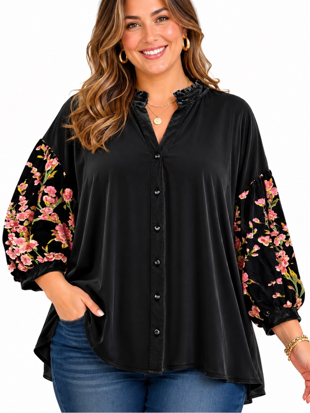 Umgee NWT size Large velvet blouse